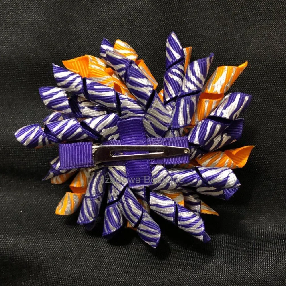 Purple & Orange Zebra Korker Bow   4b2106  Handmade NWT Boutique